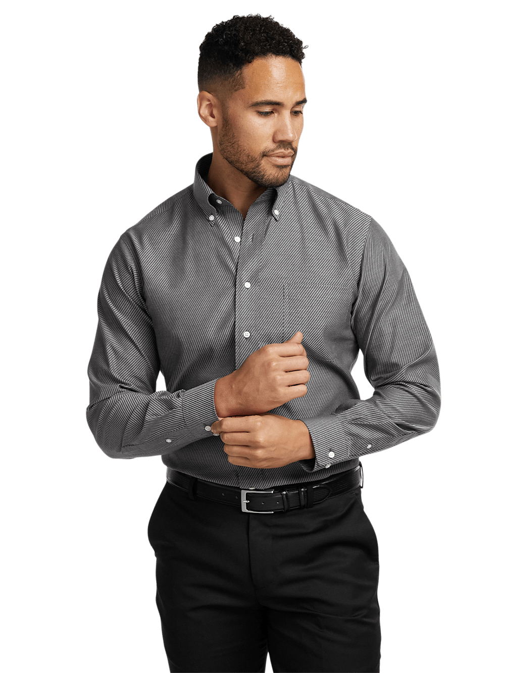 Alternate Image of Non-iron Cotton Diagonal Stripe Dress Shirt-1