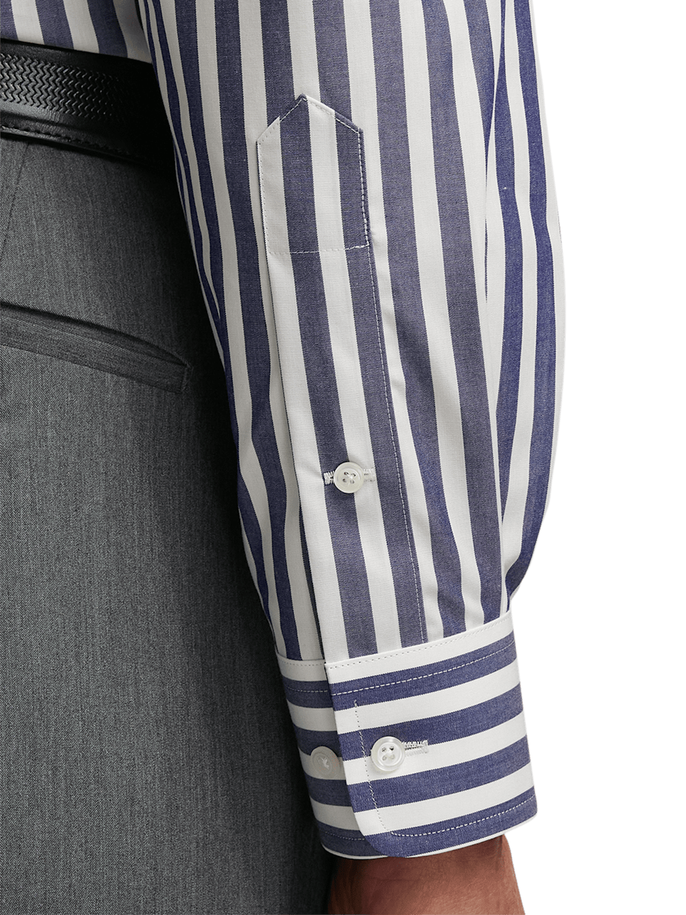 Alternate Image of Non-iron Cotton Bengal Stripe Dress Shirt With Contrast Trim-3