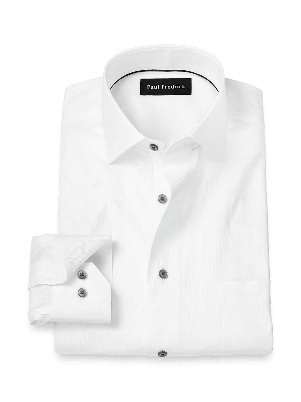 Product Image of Comfort Stretch Non-iron Herringbone Dress Shirt-White/Black