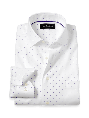 Comfort Stretch Non-Iron Geometric Dress Shirt - White/purple