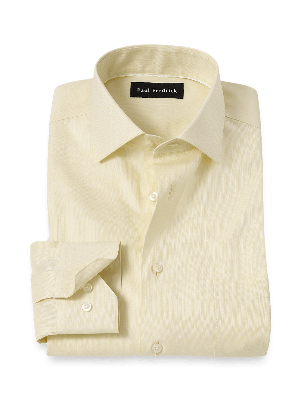 Product Image of Comfort Stretch Non-iron Herringbone Dress Shirt-Yellow