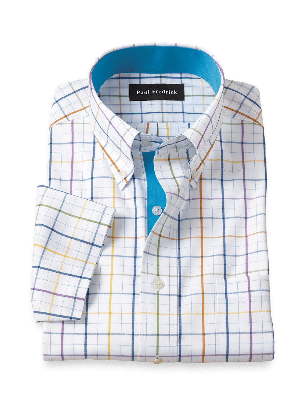 Product Image of Comfort Stretch Non-iron Tattersall Dress Shirt With Contrast Trim-Multi