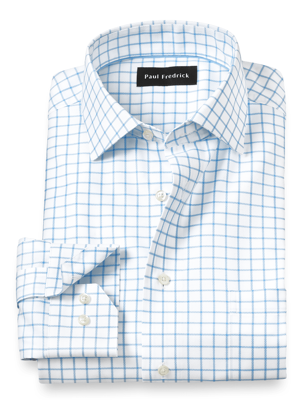 Product Image of Royal Oxford Comfort Stretch Non-iron Windowpane Dress Shirt-Blue
