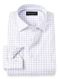 Royal Oxford Comfort Stretch Non-Iron Windowpane Dress Shirt - Lavender