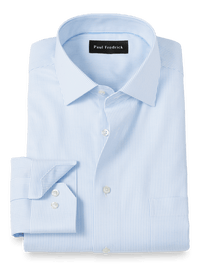 Royal Oxford Comfort Stretch Non-Iron Stripe Dress Shirt - Blue