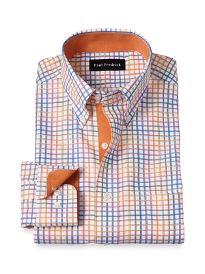 Comfort Stretch Non-Iron Check Dress Shirt With Contrast Trim - Multi
