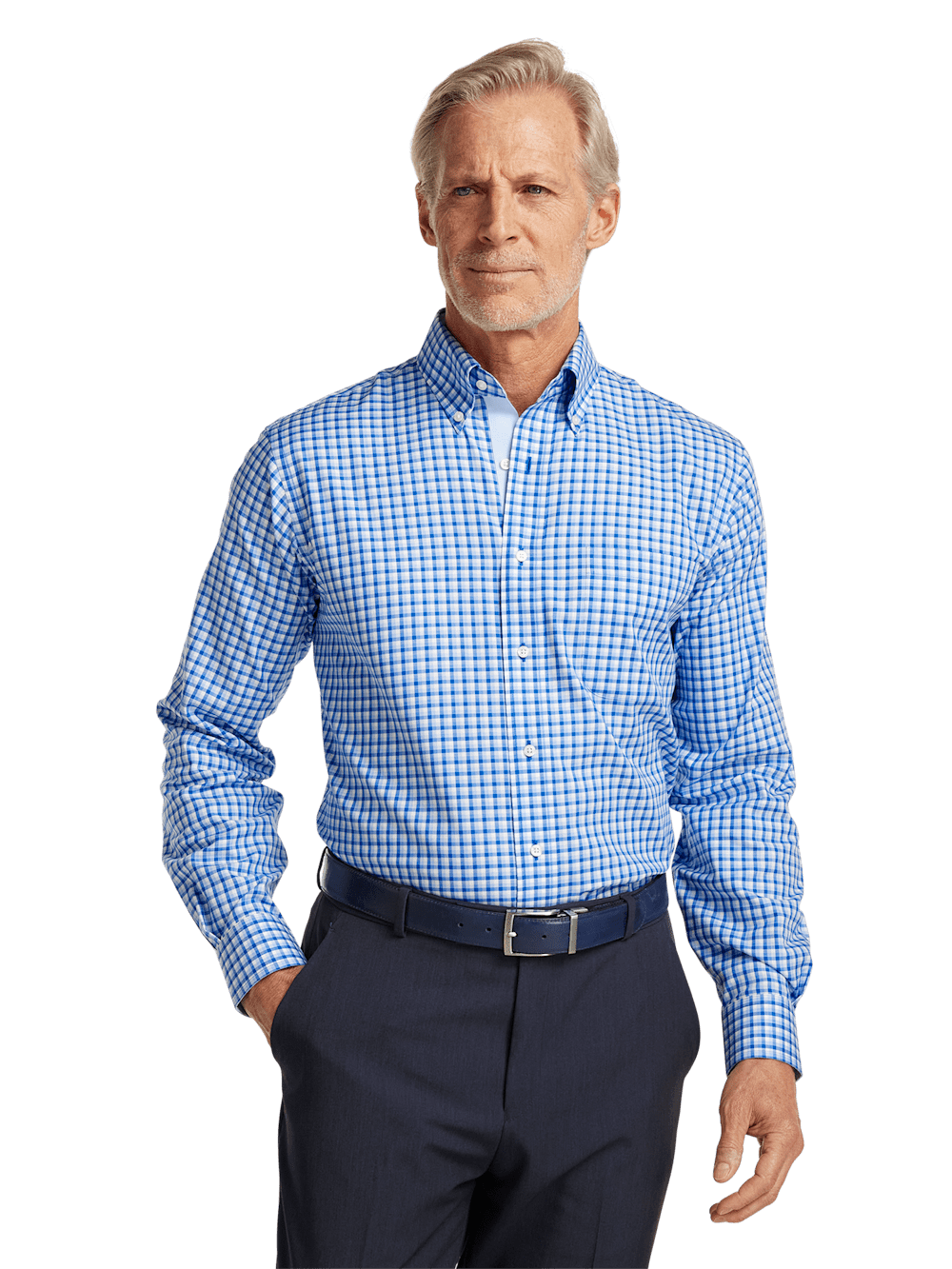 Alternate Image of Non-iron Cotton Gingham Dress Shirt With Contrast Trim-1