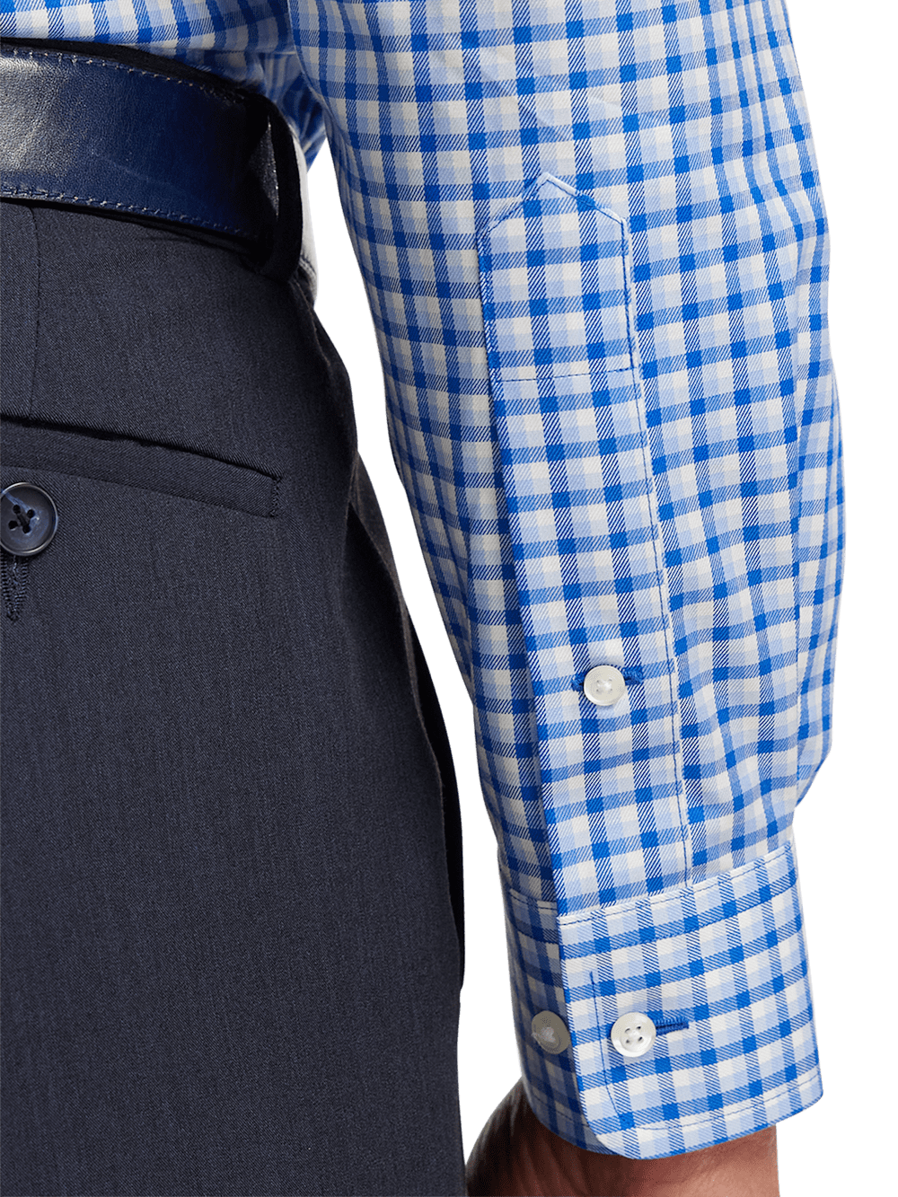Alternate Image of Non-iron Cotton Gingham Dress Shirt With Contrast Trim-3