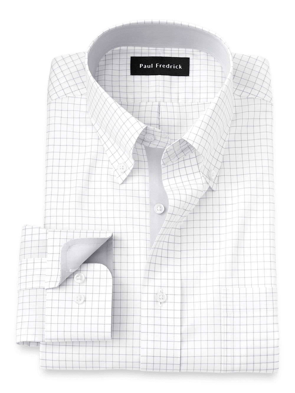 Product Image of Non-iron Cotton Check Dress Shirt With Contrast Trim-Grey