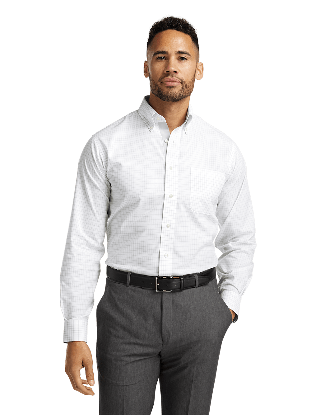 Alternate Image of Non-iron Cotton Check Dress Shirt With Contrast Trim-1