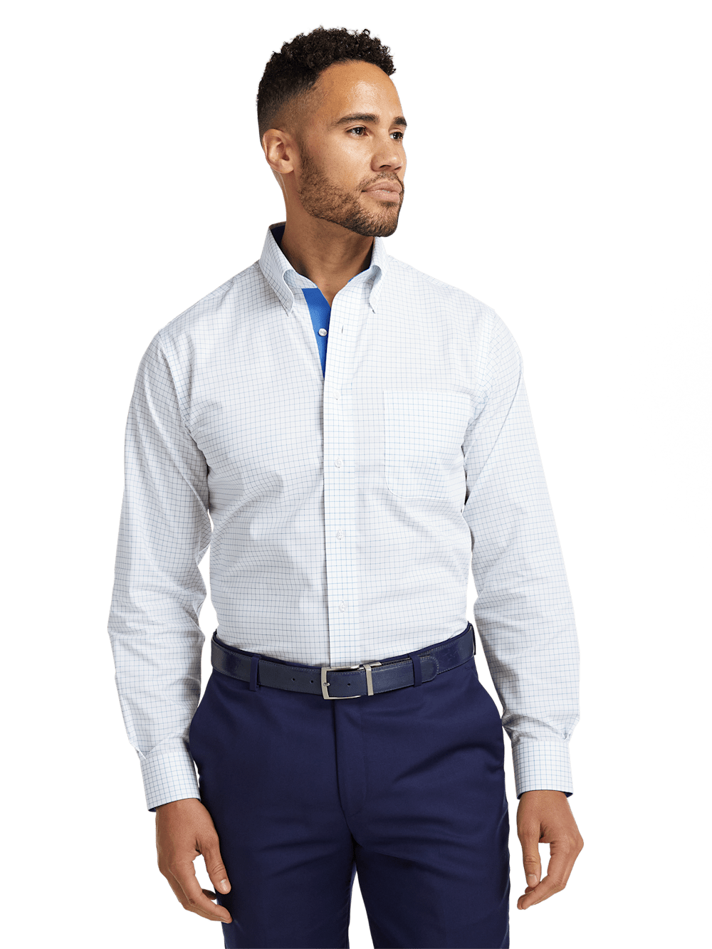 Alternate Image of Non-iron Cotton Check Dress Shirt With Contrast Trim-1
