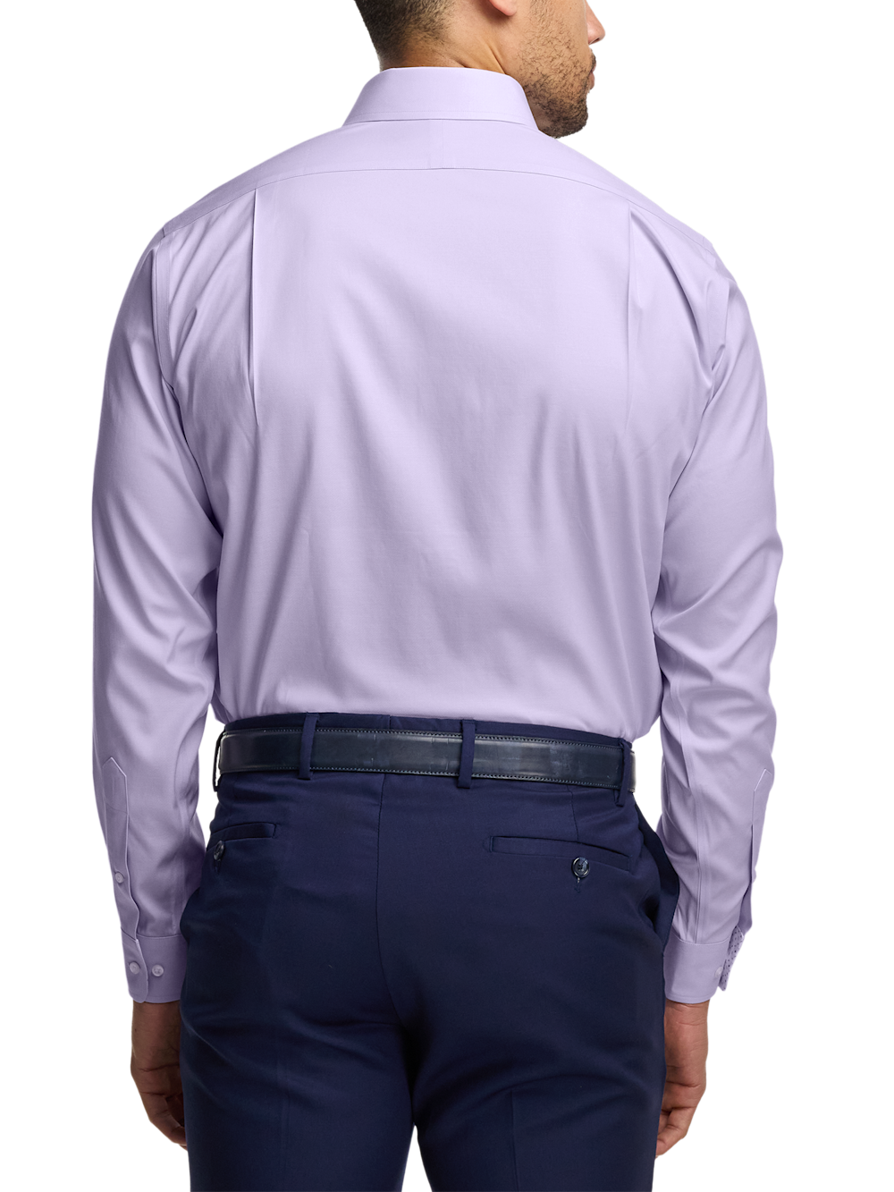 Alternate Image of Comfort Stretch Non-iron Solid Dress Shirt With Contrast Trim-4