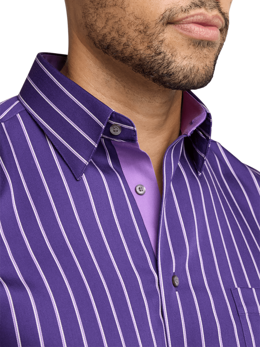 Alternate Image of Non-iron Cotton Stripe Dress Shirt With Contrast Trim-2
