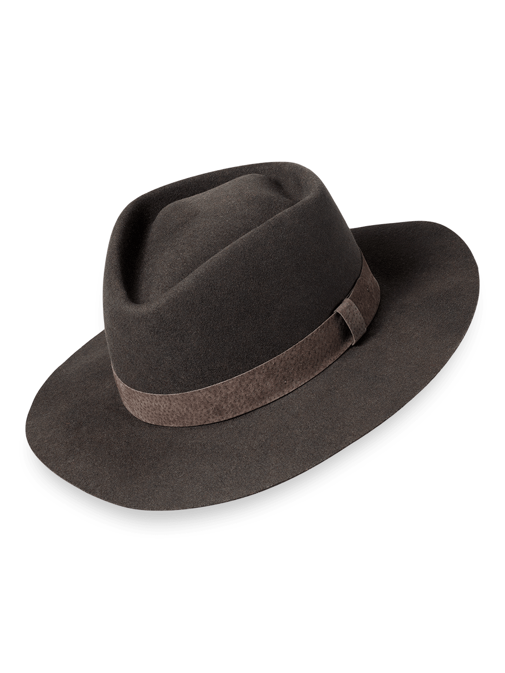 Product Image of Wool Stiff Brim Fedora With Grosgrain Ribbon Band-Smoke