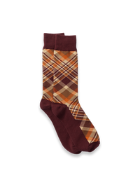 Plaid Cotton Blend Sock - Brown
