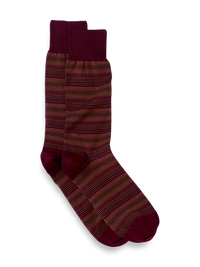 Stripe Cotton Blend Sock - Burgundy Multi