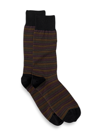 Stripe Cotton Blend Sock - Black Multi