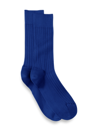 Solid Rib With Contrast Cotton Blend Sock - Blue/red