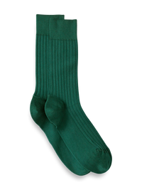 Solid Rib With Contrast Cotton Blend Sock - Green/blue