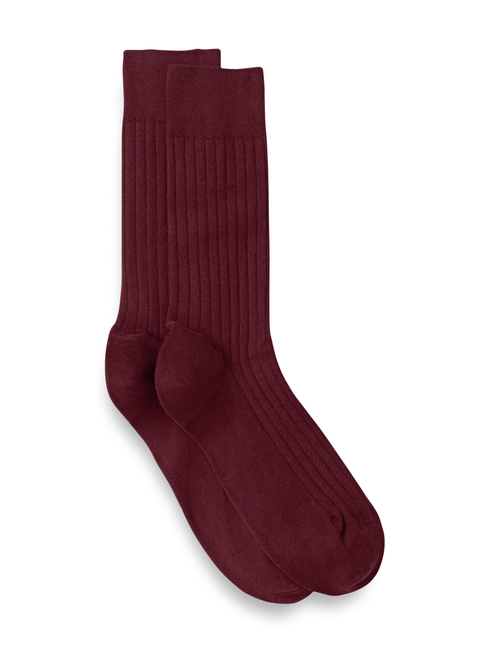 Product Image of Solid Rib With Contrast Cotton Blend Sock-Wine/Blue