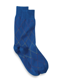 Windowpane Cotton Blend Sock - Blue Multi