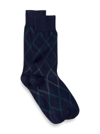 Windowpane Cotton Blend Sock - Navy Multi