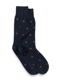 Medallion Cotton Blend Sock - Navy