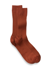Solid Rib Cotton Blend Sock - Rust