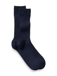 Solid Rib Cotton Blend Sock - Navy