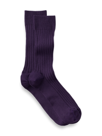 Solid Rib Cotton Blend Sock - Purple