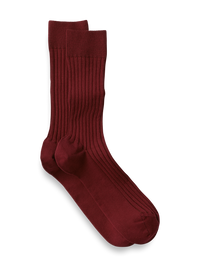 Solid Rib Cotton Blend Sock - Wine
