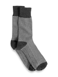 Houndstooth Cotton Blend Sock - Charcoal