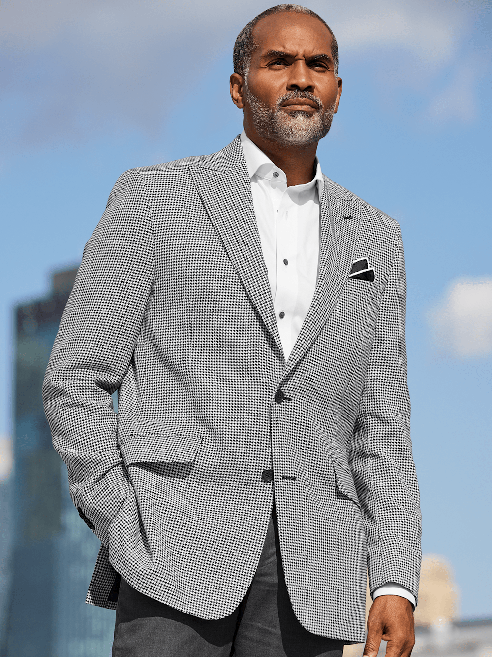 Alternate Image of Wool Houndstooth Single Breasted Peak Lapel Sport Coat-7