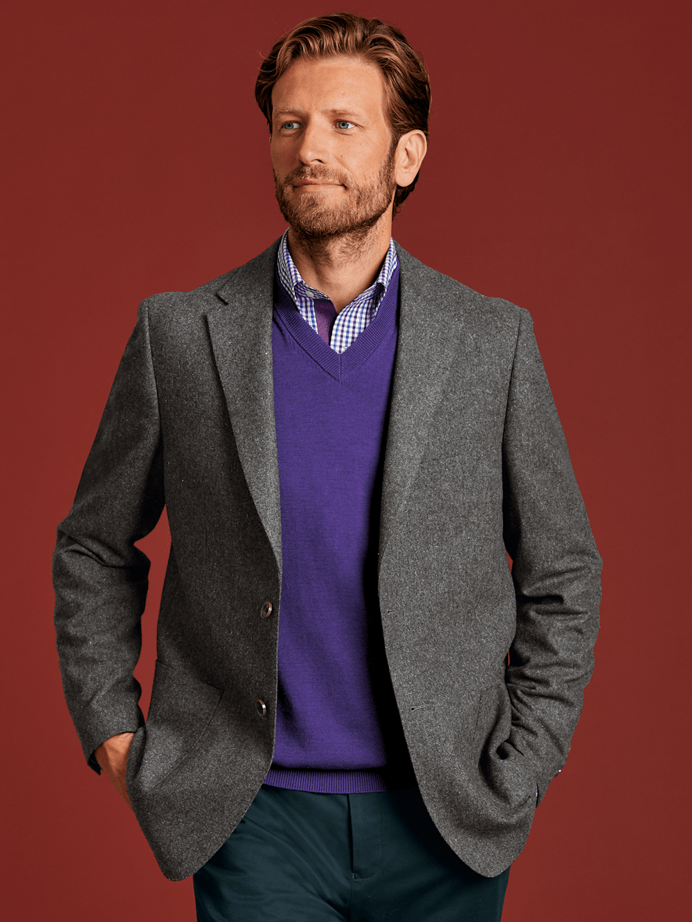 Alternate Image of Wool Blend Donegal Single Breasted Notch Lapel Sport Coat-8