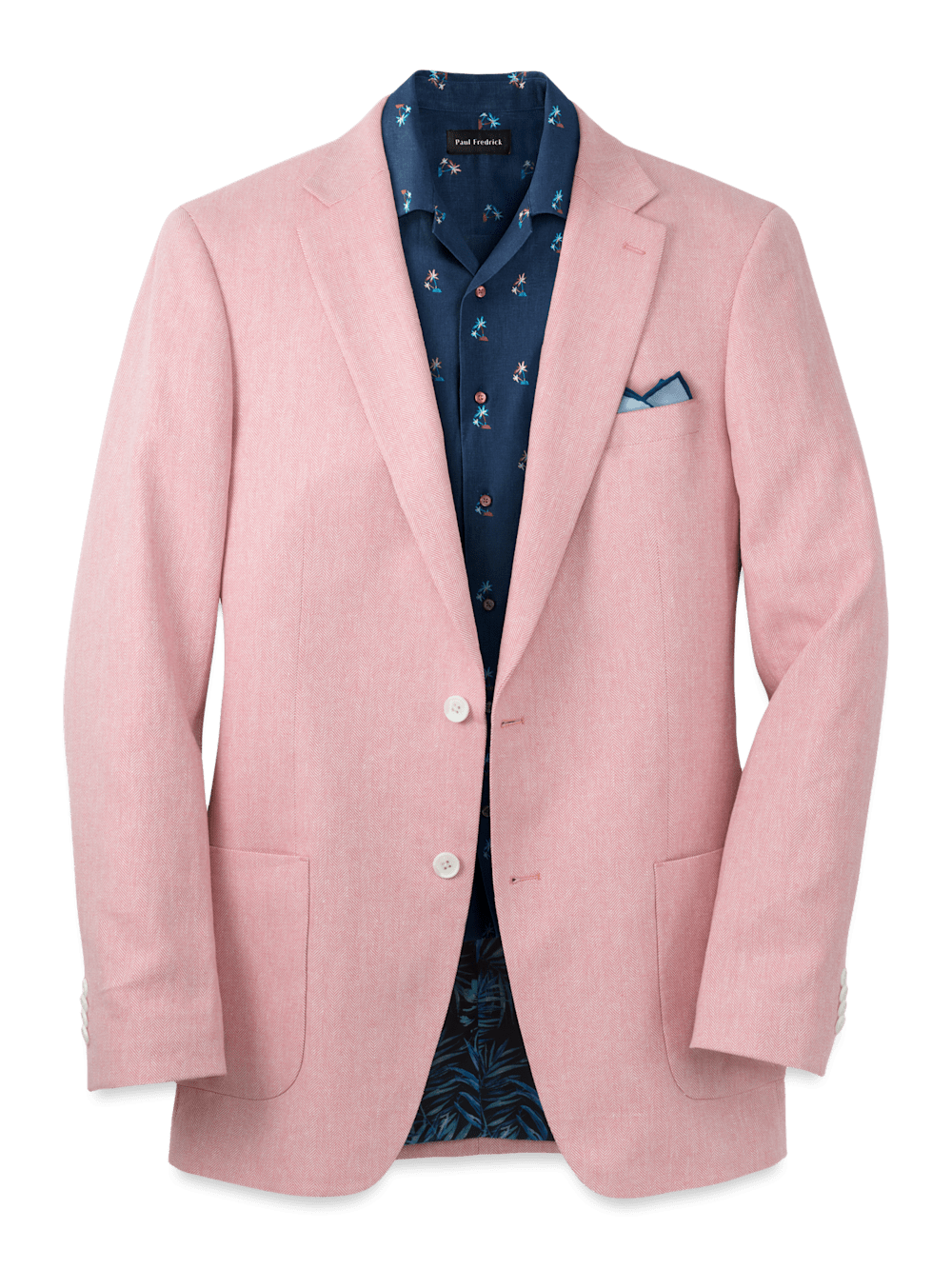 Product Image of Linen Blend Herringbone Notch Lapel Sport Coat-Watermelon