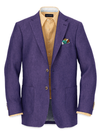 Linen Single Breasted Notch Lapel Sport Coat - Purple