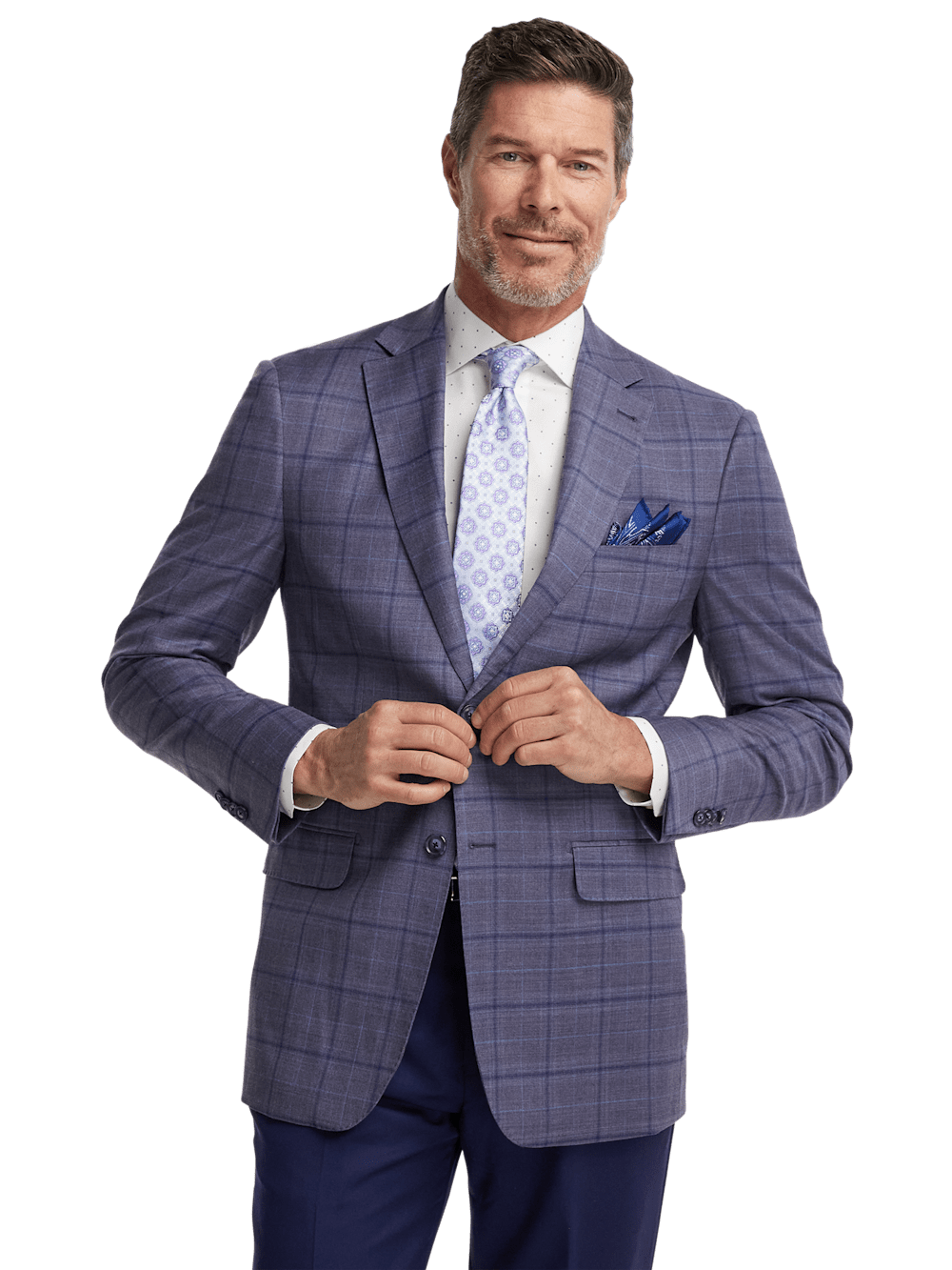 Alternate Image of Wool Stretch Windowpane Single Breasted Notch Lapel Sport Coat-1