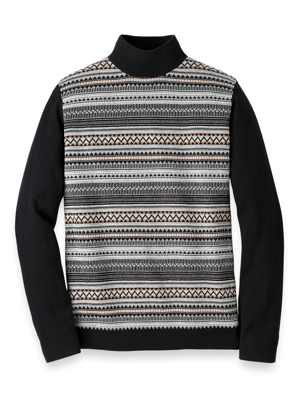 Product Image of Cotton Mock Neck Sweater-Black