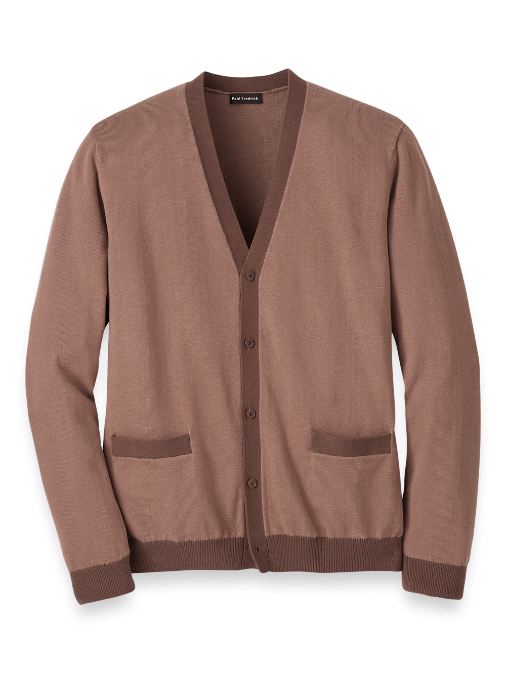 Product Image of Cotton Button Front V-neck Cardigan-Brown