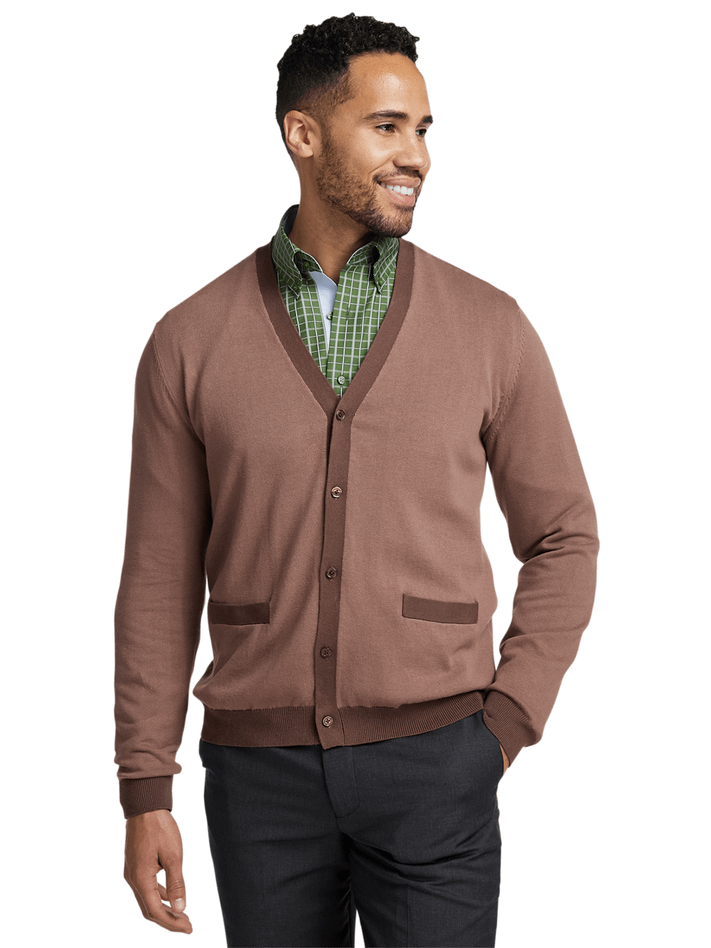 Alternate Image of Cotton Button Front V-neck Cardigan-1