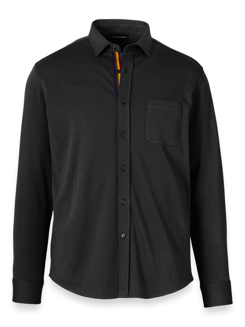 Product Image of Mercerized Cotton Button Front Polo-Black