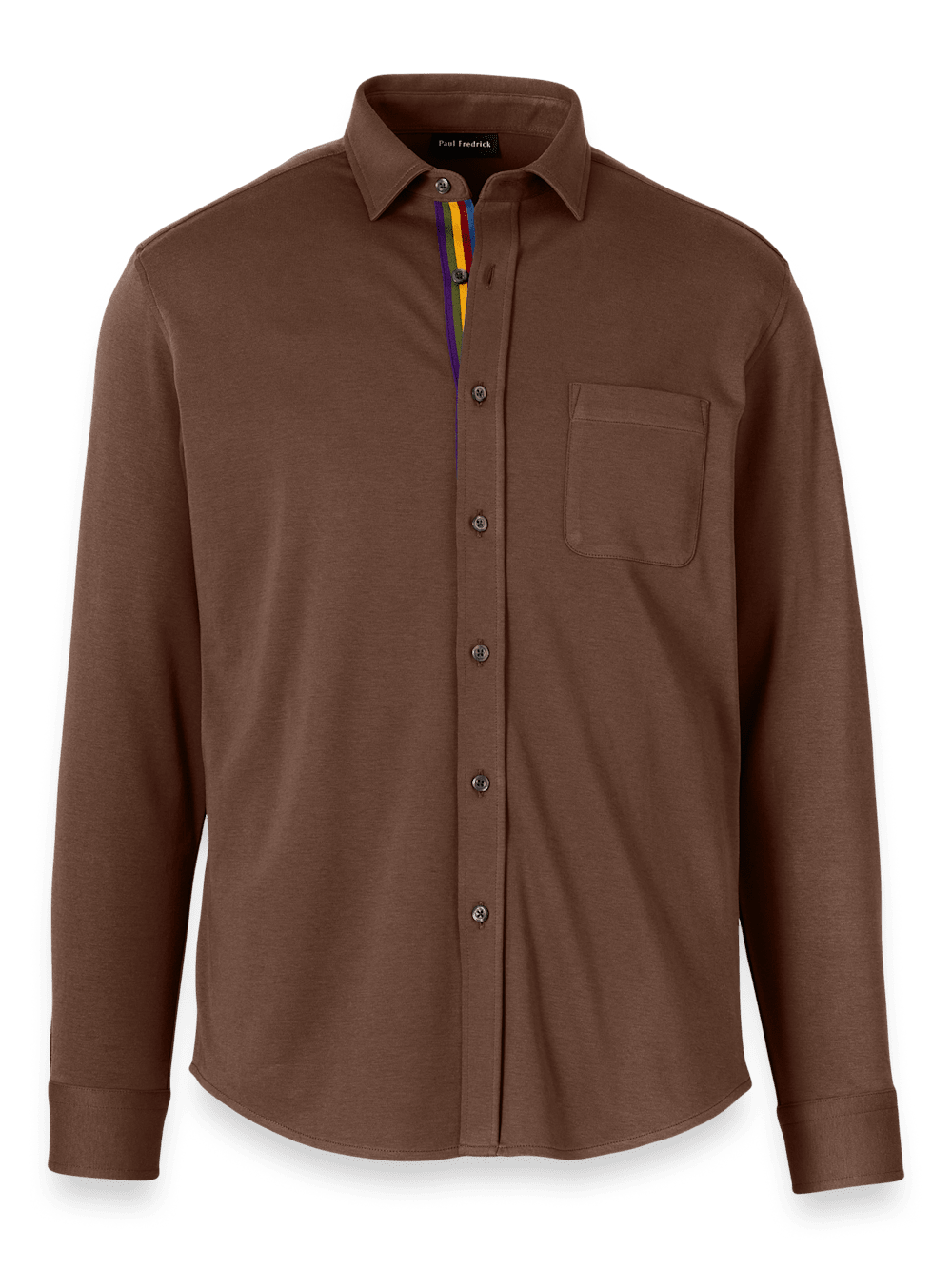 Product Image of Mercerized Cotton Button Front Polo-Brown