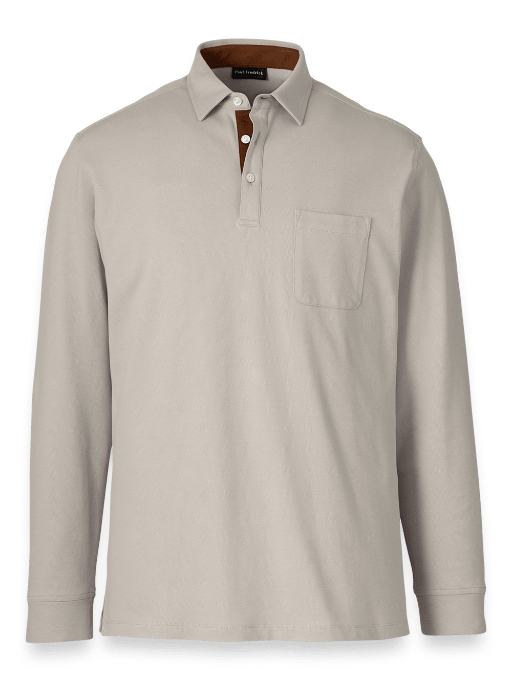 Product Image of Cotton/spandex Pique Three Button Polo-Taupe