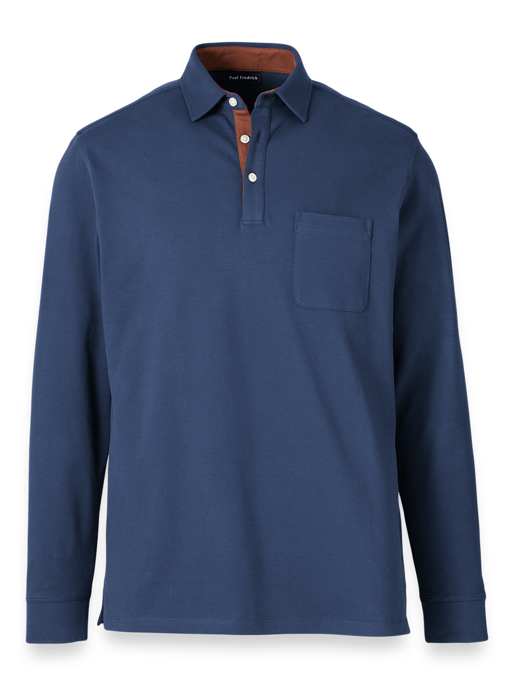 Product Image of Cotton/spandex Pique Three Button Polo-Navy