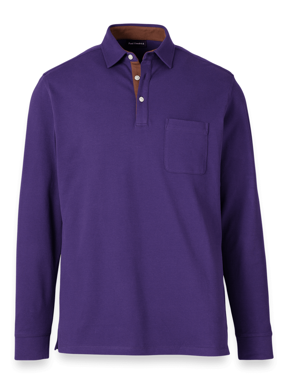 Product Image of Cotton/spandex Pique Three Button Polo-Purple
