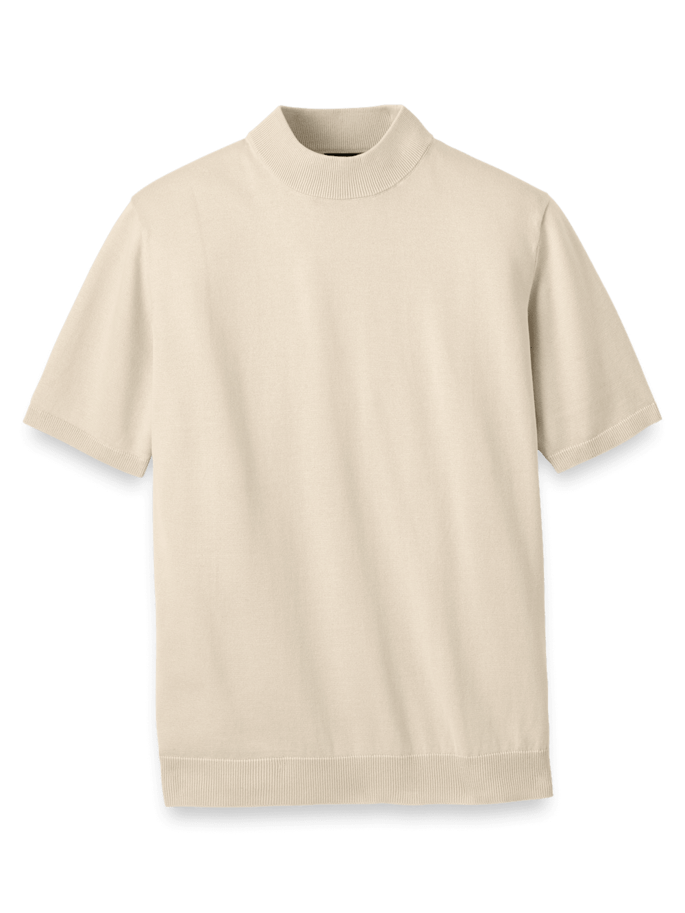 Product Image of Cotton Mock Neck Sweater-Light Tan