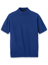 Cotton Mock Neck Sweater - Navy