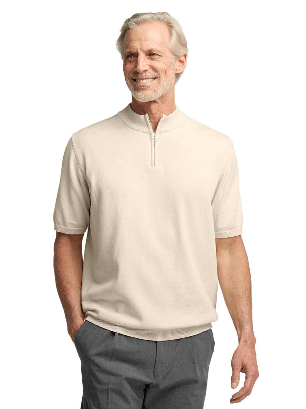 Alternate Image of Cotton Quarter Zip Mock Neck Sweater-1