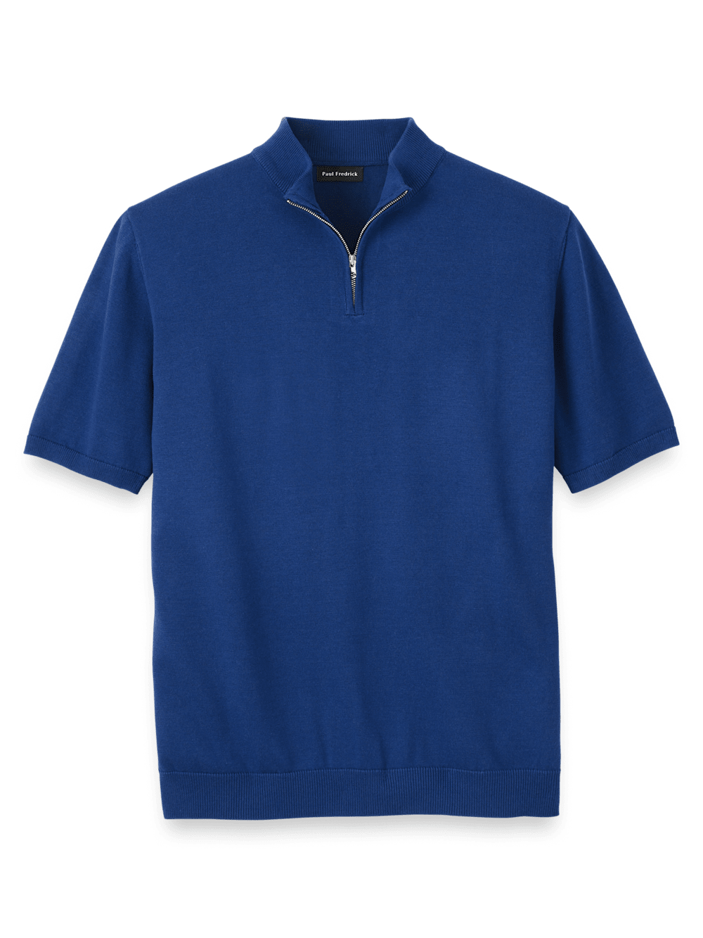 Product Image of Cotton Quarter Zip Mock Neck Sweater-Navy