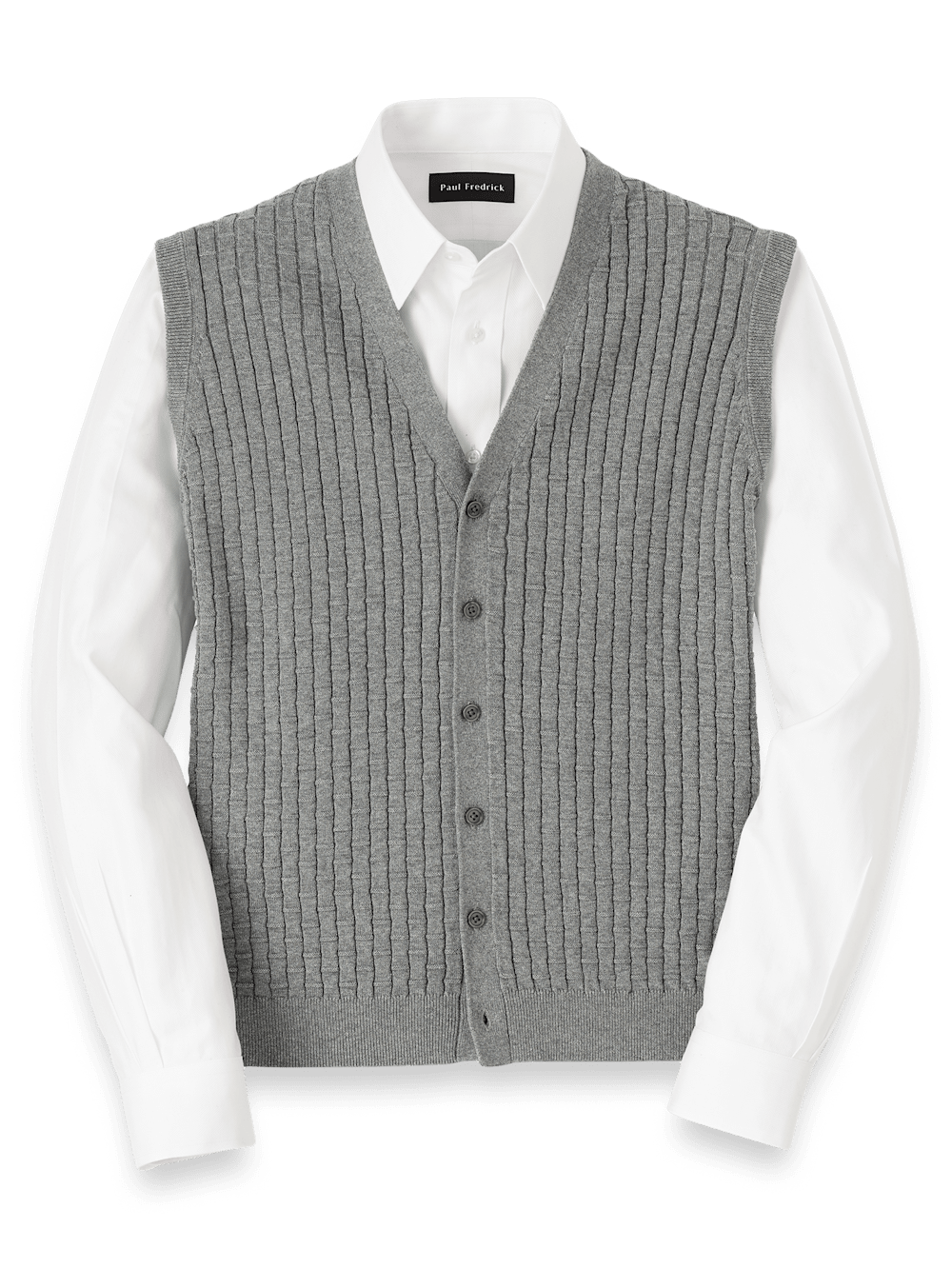 Product Image of Cotton Button Front Cardigan Vest-Grey